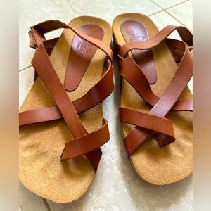 Leather Strappy Brown Women's Sandals